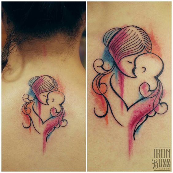 A Mother Hugging her Child - Mother Son Tattoos - Mother Tattoos - MomCanvas