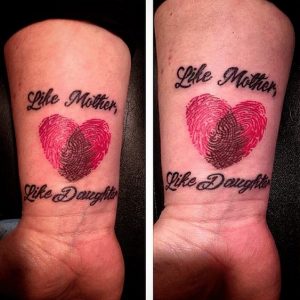 Thumb Print Matching Heart Tattoos - Mother Daughter Heart Tattoos ...