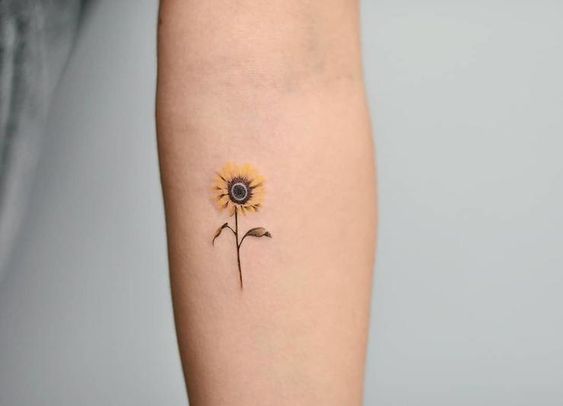 Minimalist Tattoo  Sunflower tattoos Tasteful tattoos Sunflower tattoo  small