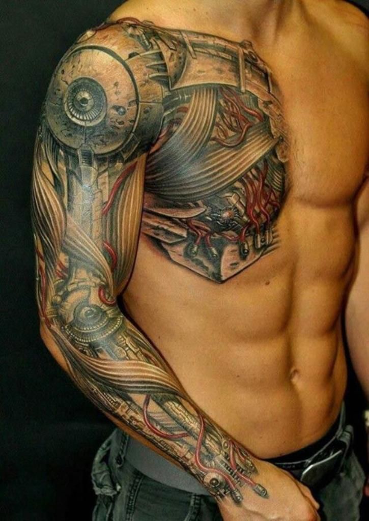 Stupifying Best 3D Tattoos on right arm and chest - Best 3D Tattoos - Best Tattoos - MomCanvas