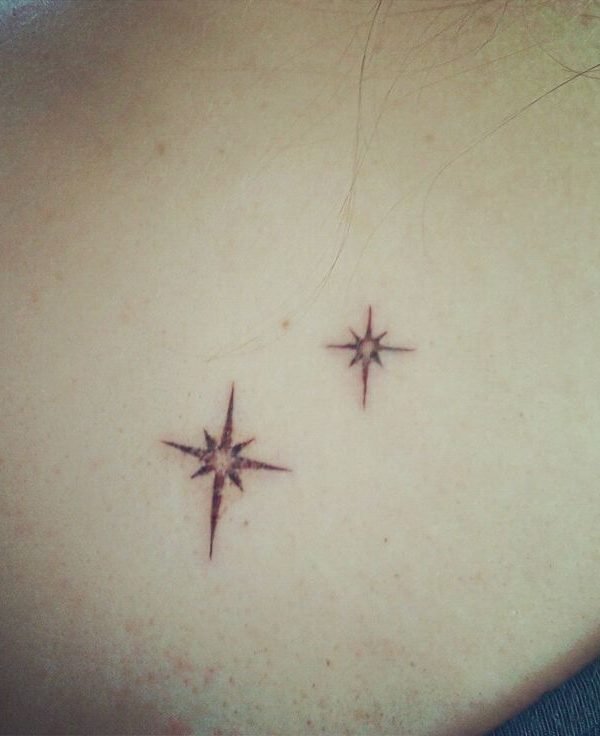 Shining Stars Black and White Tattoo Design With Name