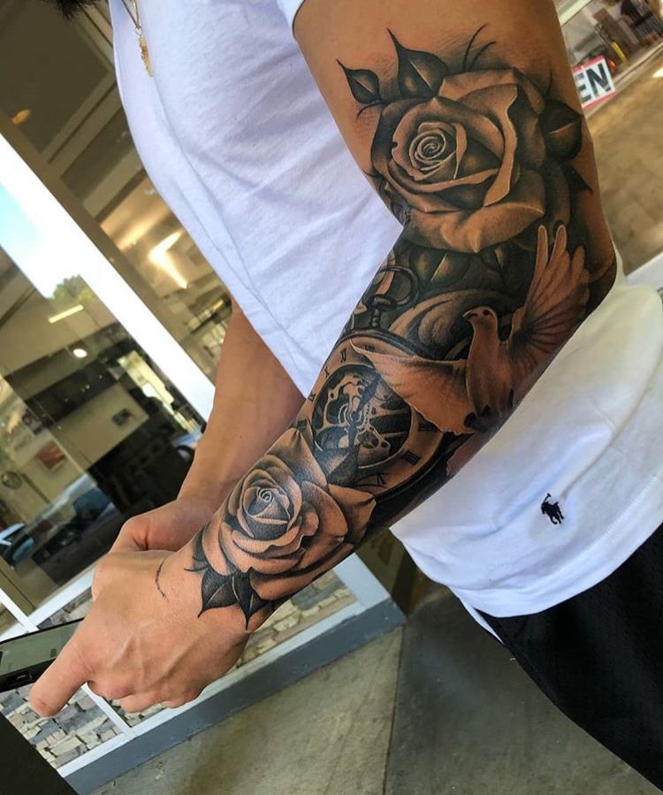 rose and dove tattoo designs for men
