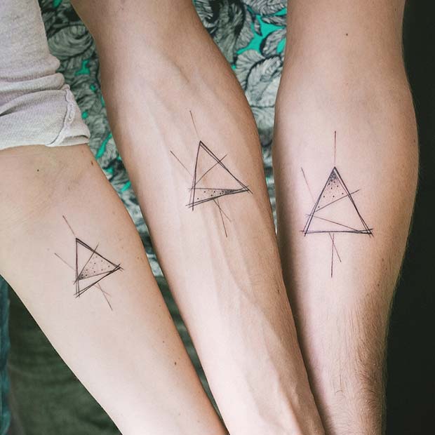 Tattoo uploaded by Martina  Family tattoo with my mom and brother A big  center triangle and two little one by the side  Tattoodo