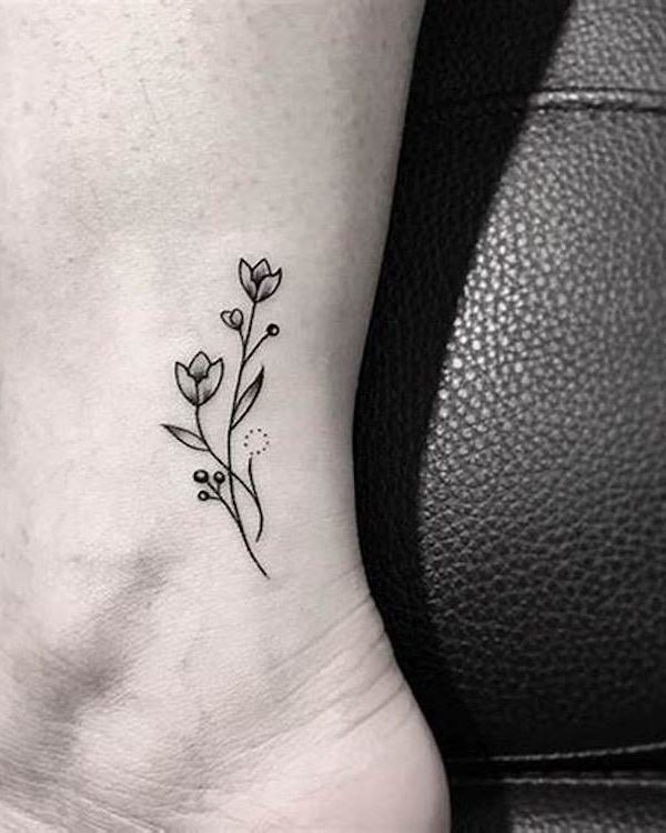 Tiny ankle flower by tattooist Zaya  Tattoogridnet