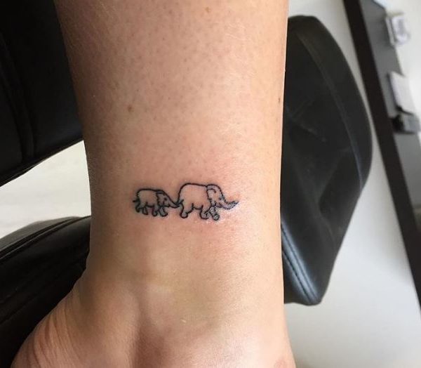 small elephant outline tattoos