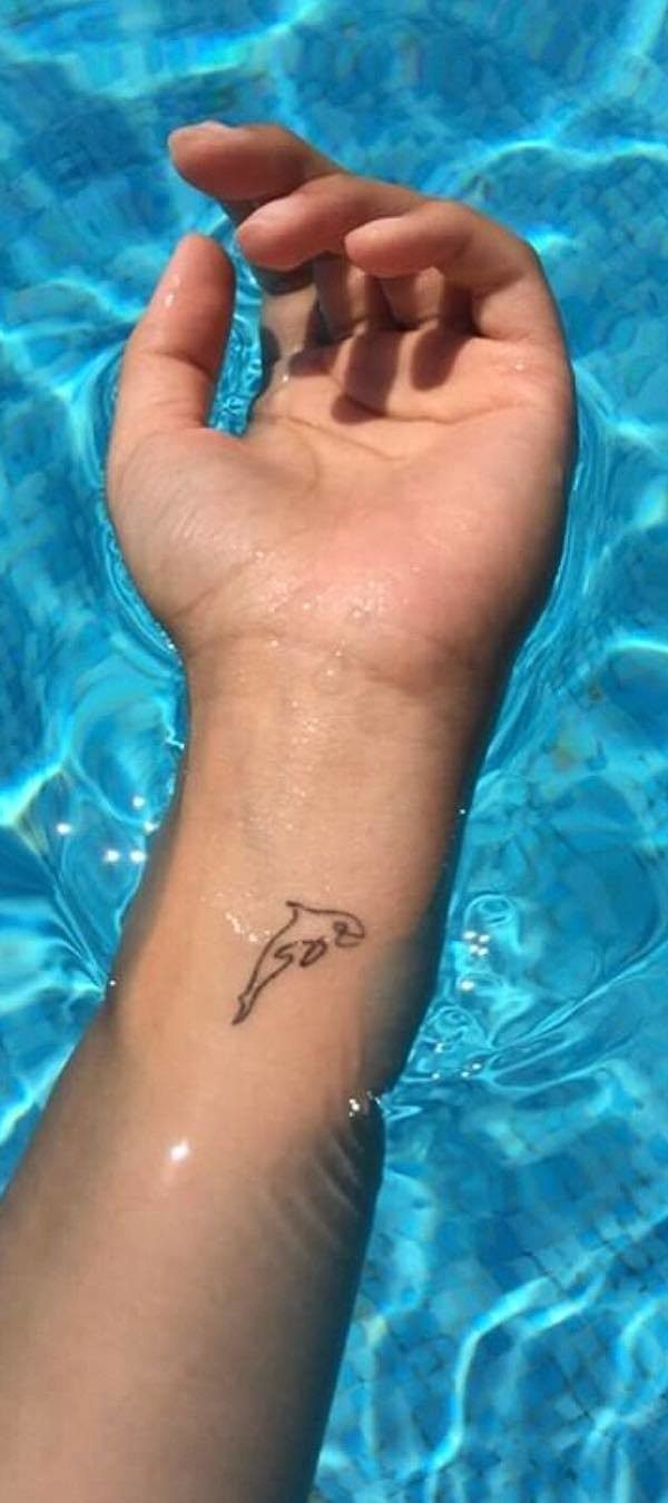 Small Dolphin Amazing Tattoo Design - Small Dolphin Tattoos - Small Tattoos  - MomCanvas